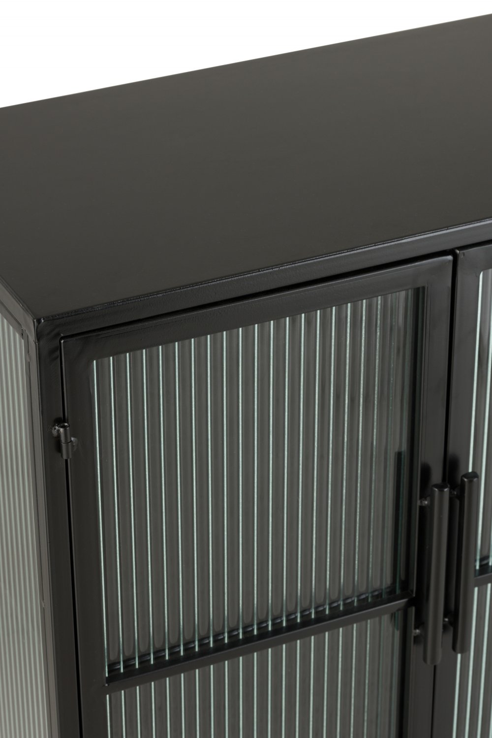 Armoire 4 portes en verre DOZA en métal noir et verre.